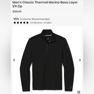 Men's Smartwool Classic Thermal Merino Base Layer 1/4 Zip